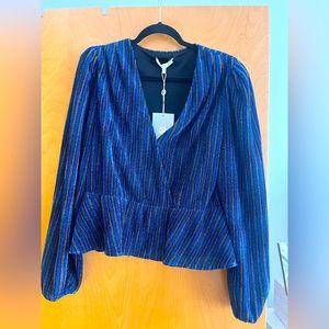 NWT WAYF BLUE STRIPPED PEPLUM SHIRT